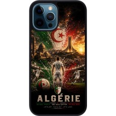 Coque iPhone 12 / 12 Pro - Silicone rigide noir Football Algérie splash 2026