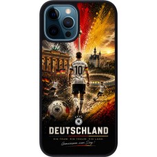 Coque iPhone 12 / 12 Pro - Silicone rigide noir Football Allemagne splash 2026