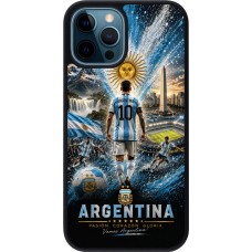 Coque iPhone 12 / 12 Pro - Silicone rigide noir Football Argentine splash 2026