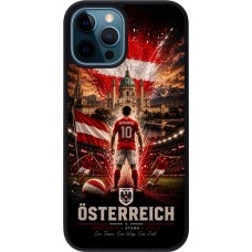Coque iPhone 12 / 12 Pro - Silicone rigide noir Football Autriche splash 2026