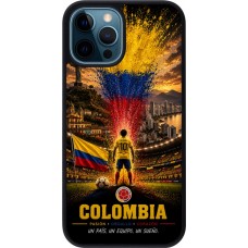 Coque iPhone 12 / 12 Pro - Silicone rigide noir Football Colombie splash 2026