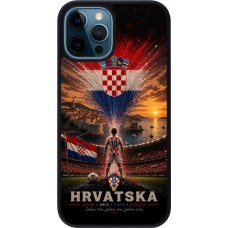 Coque iPhone 12 / 12 Pro - Silicone rigide noir Football Croatie splash 2026