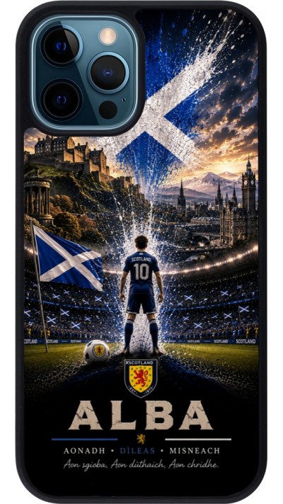 Coque iPhone 12 / 12 Pro - Silicone rigide noir Football Écosse splash 2026