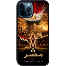 Coque iPhone 12 / 12 Pro - Silicone rigide noir Football Égypte splash 2026