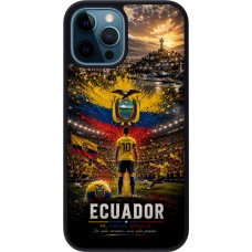 Coque iPhone 12 / 12 Pro - Silicone rigide noir Football Équateur splash 2026