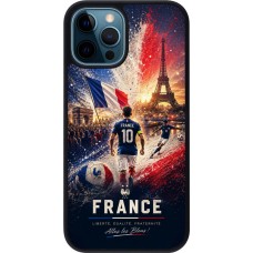 Coque iPhone 12 / 12 Pro - Silicone rigide noir Football France splash 2026