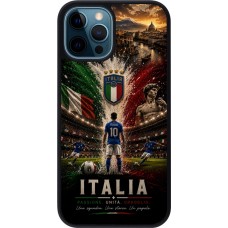 Coque iPhone 12 / 12 Pro - Silicone rigide noir Football Italie splash 2026