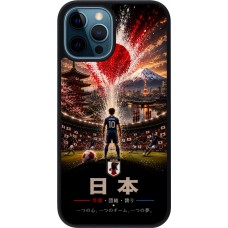 Coque iPhone 12 / 12 Pro - Silicone rigide noir Football Japon splash 2026