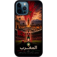 Coque iPhone 12 / 12 Pro - Silicone rigide noir Football Maroc splash 2026