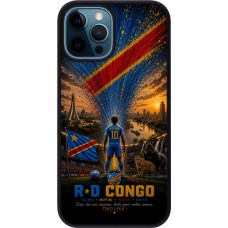 Coque iPhone 12 / 12 Pro - Silicone rigide noir Football République démocratique du Congo splash 2026