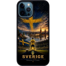 Coque iPhone 12 / 12 Pro - Silicone rigide noir Football Suède splash 2026