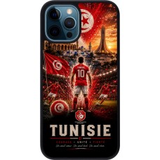 Coque iPhone 12 / 12 Pro - Silicone rigide noir Football Tunisie splash 2026