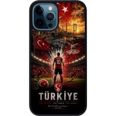 Coque iPhone 12 / 12 Pro - Silicone rigide noir Football Turquie splash 2026