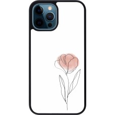 iPhone 12 / 12 Pro Case Hülle - Silikon schwarz Spring 23 minimalist flower