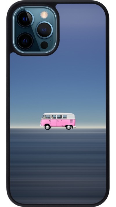 Coque iPhone 12 / 12 Pro - Silicone rigide noir Spring 23 pink bus