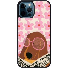 Coque iPhone 12 / 12 Pro - Silicone rigide noir Dog with newspaper 2026