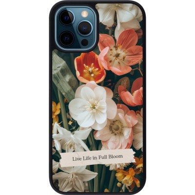 Coque iPhone 12 / 12 Pro - Silicone rigide noir Full Bloom 2026
