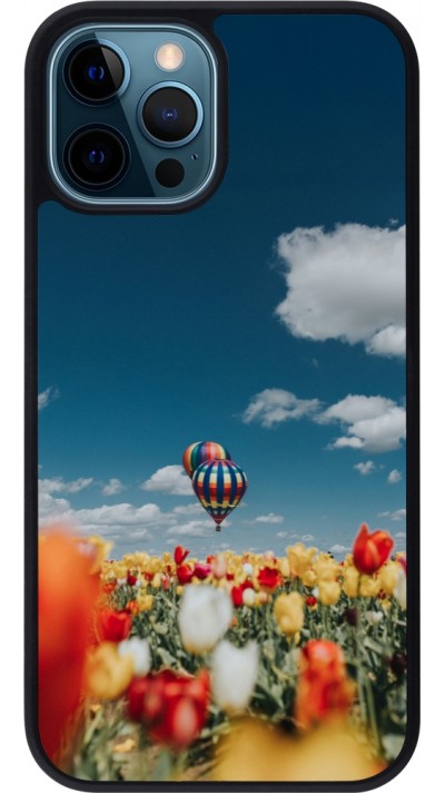 Coque iPhone 12 / 12 Pro - Silicone rigide noir Hot air balloon 2026