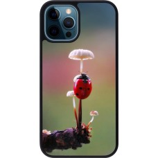 Coque iPhone 12 / 12 Pro - Silicone rigide noir Ladybird on a mushroom 2026