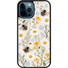 Coque iPhone 12 / 12 Pro - Silicone rigide noir Pattern bees 2026