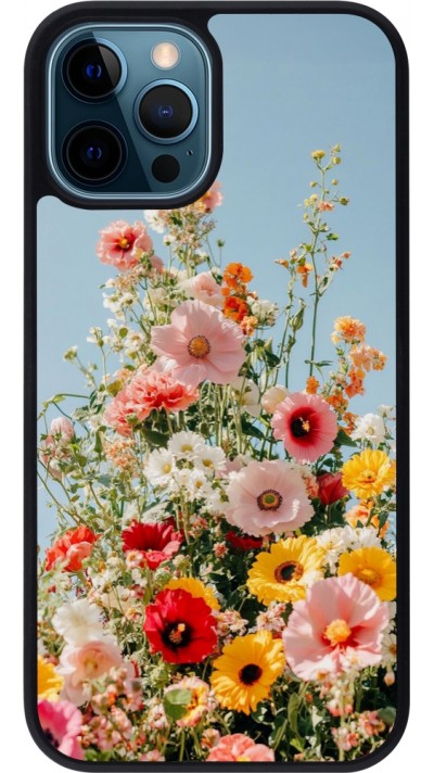 Coque iPhone 12 / 12 Pro - Silicone rigide noir Spring flowers 2026
