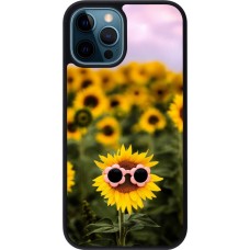 Coque iPhone 12 / 12 Pro - Silicone rigide noir Sunflower with glasses 2026