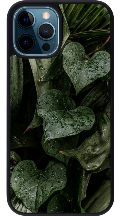 Coque iPhone 12 / 12 Pro - Silicone rigide noir Spring 23 fresh plants