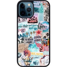 Coque iPhone 12 / 12 Pro - Silicone rigide noir Summer 20 collage