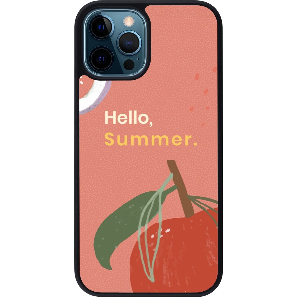 Coque iPhone 12 / 12 Pro - Silicone rigide noir Summer 2025 Hello summer