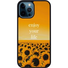 Coque iPhone 12 / 12 Pro - Silicone rigide noir Summer 2026 Enjoy your life