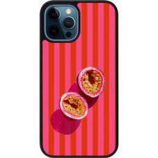 Coque iPhone 12 / 12 Pro - Silicone rigide noir Passion fruit Summer 2026