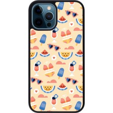Coque iPhone 12 / 12 Pro - Silicone rigide noir Pattern Summer 2026