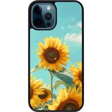 Coque iPhone 12 / 12 Pro - Silicone rigide noir Sunflowers Summer 2026
