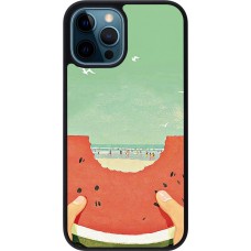 Coque iPhone 12 / 12 Pro - Silicone rigide noir Views through a watermelon Summer 2026
