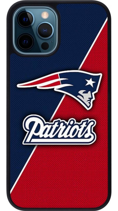 Coque iPhone 12 / 12 Pro - Silicone rigide noir Super Bowl 26 Patriots 1