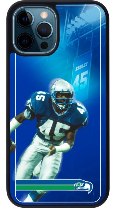 Coque iPhone 12 / 12 Pro - Silicone rigide noir Super Bowl 26 Seattle 1