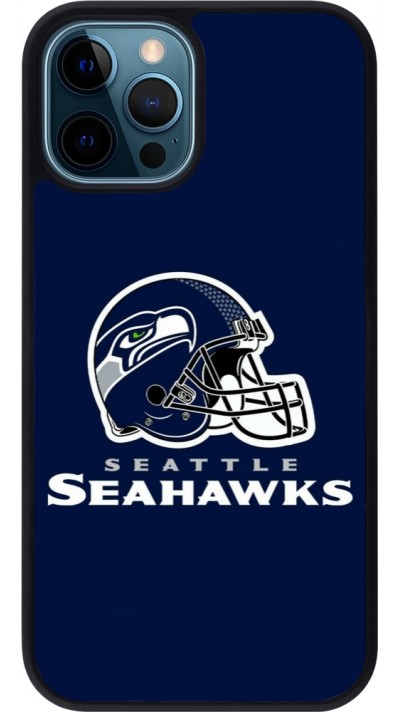 Coque iPhone 12 / 12 Pro - Silicone rigide noir Super Bowl 26 Seattle 3
