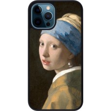 iPhone 12 / 12 Pro Case Hülle - Silikon schwarz Kunstbild - Das Mädchen mit dem Perlenohrring - Jan Vermeer