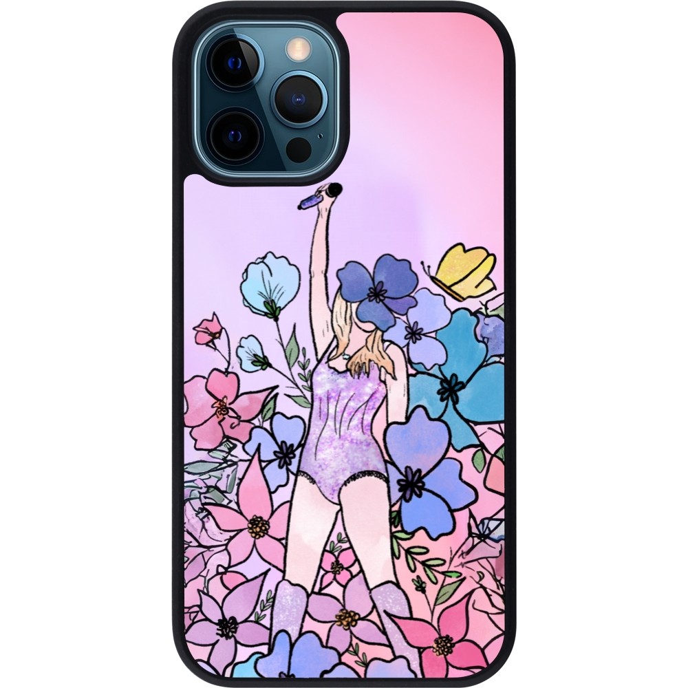 iPhone 12 / 12 Pro Case Hülle - Silikon schwarz Taylor Swift Sketch - Pink