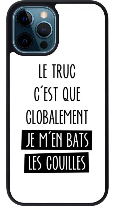 Coque iPhone 12 / 12 Pro - Silicone rigide noir Le truc globalement bats les couilles