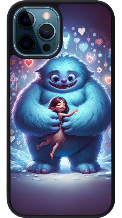 Coque iPhone 12 / 12 Pro - Silicone rigide noir Valentine 2024 Fluffy Love