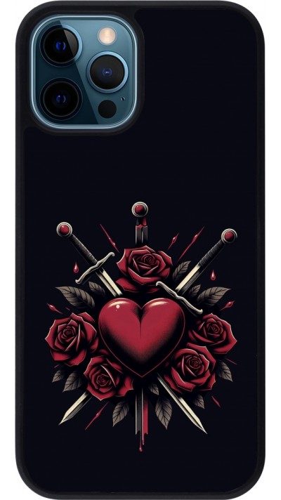Coque iPhone 12 / 12 Pro - Silicone rigide noir Valentine 2024 gothic love