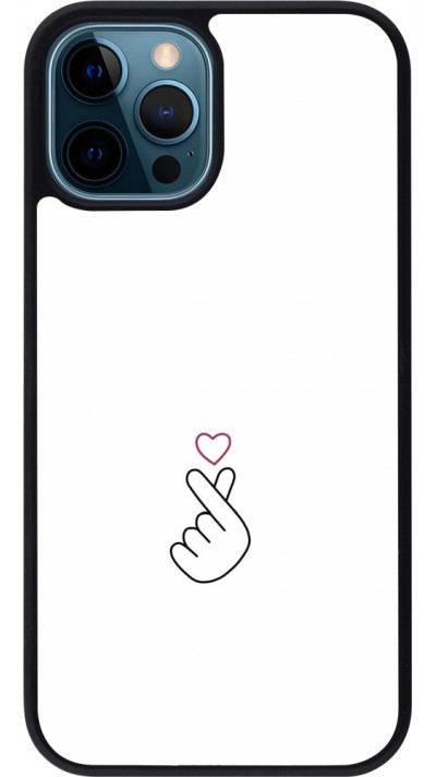 Coque iPhone 12 / 12 Pro - Silicone rigide noir Valentine 2024 heart by Millennials