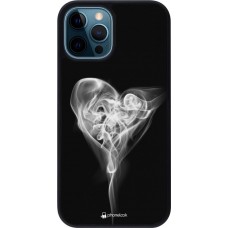 Coque iPhone 12 / 12 Pro - Silicone rigide noir Valentine 2022 Black Smoke