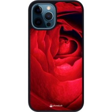 Coque iPhone 12 / 12 Pro - Silicone rigide noir Valentine 2022 Rose