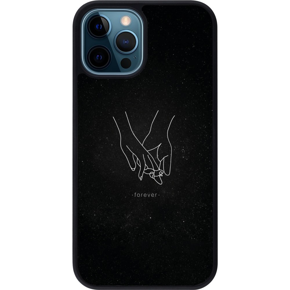 iPhone 12 / 12 Pro Case Hülle - Silikon schwarz Valentine 2023 hands forever