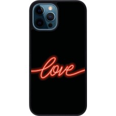 iPhone 12 / 12 Pro Case Hülle - Silikon schwarz Valentine 2023 neon love