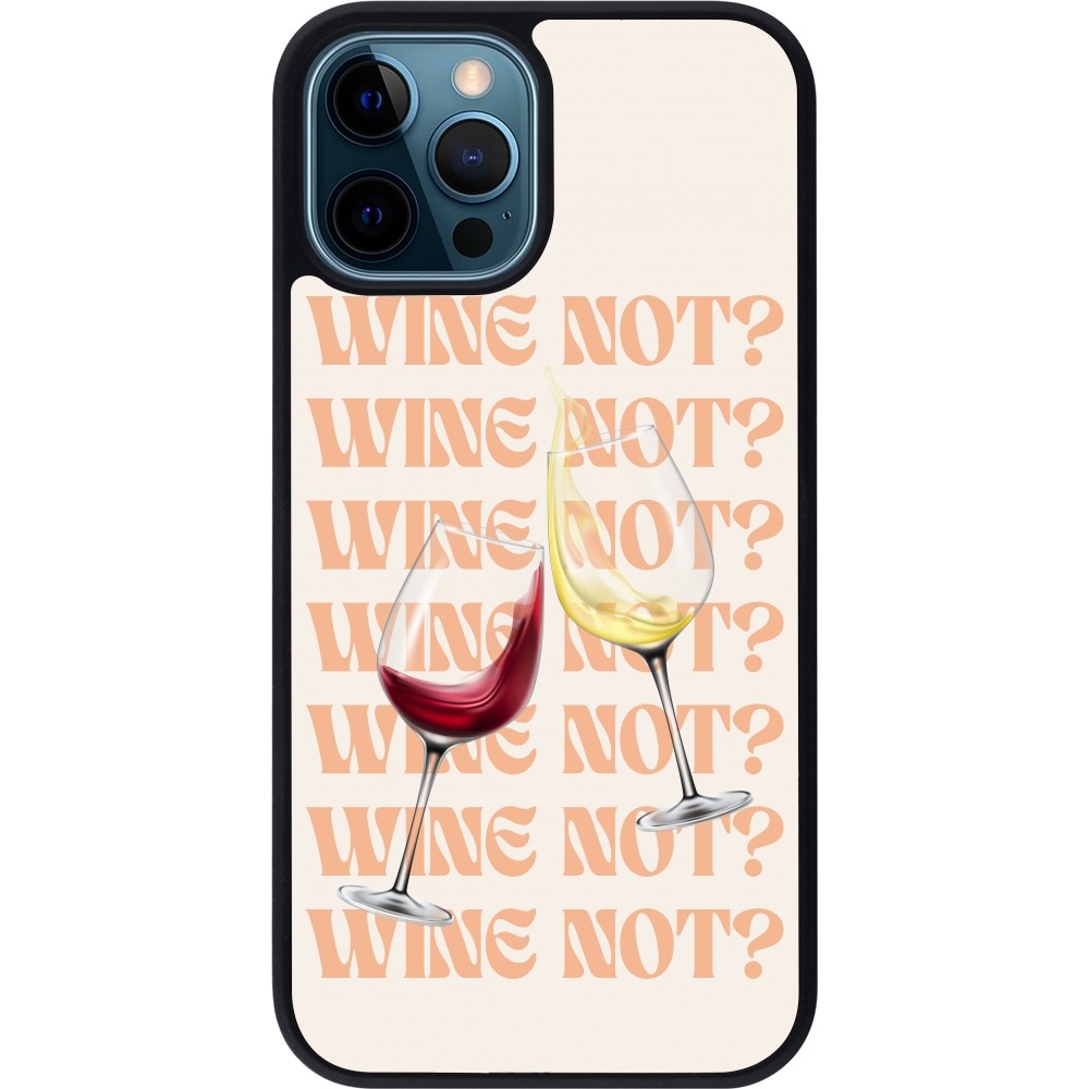 Coque iPhone 12 / 12 Pro - Silicone rigide noir Wine not
