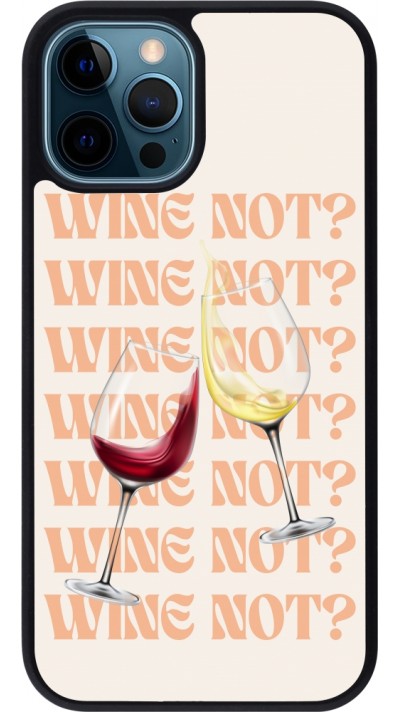 Coque iPhone 12 / 12 Pro - Silicone rigide noir Wine not