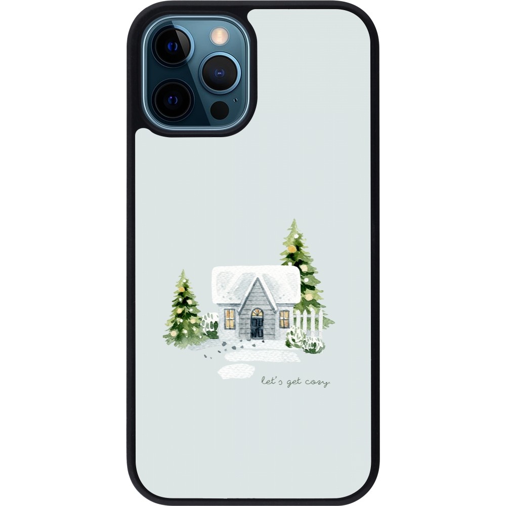 Coque iPhone 12 / 12 Pro - Silicone rigide noir Winter 25 Cosy House